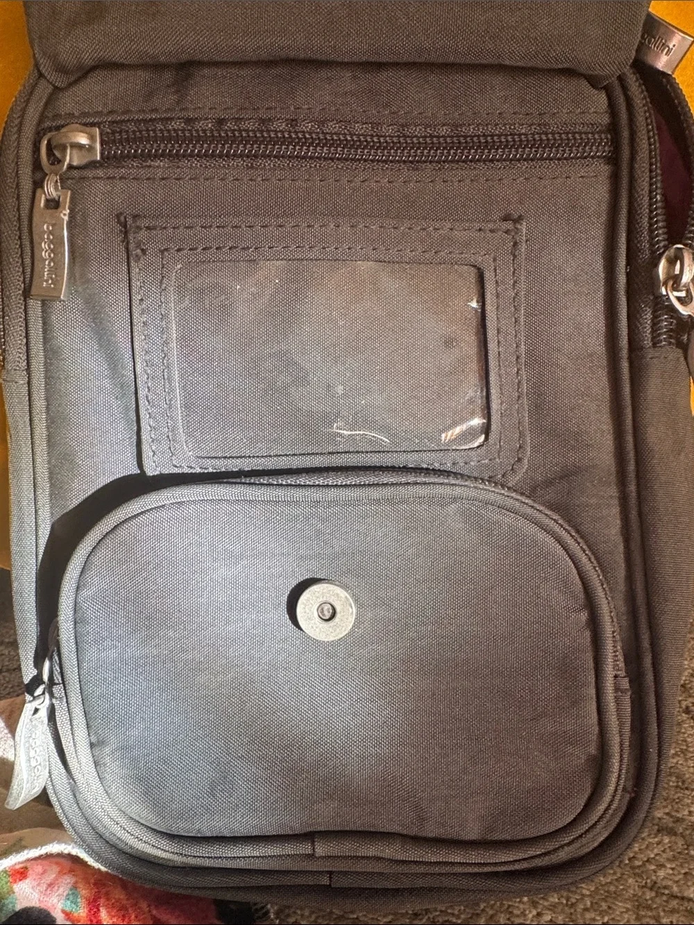 Baggallini Gray Messenger Bag with Purple Trim
